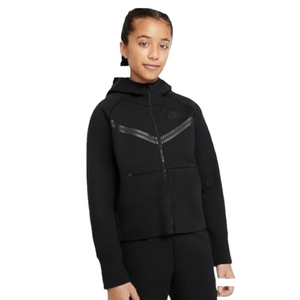 Nike Tech Fleece Girl Medium 10/12 Black Zippered Hoodie Jacket Sweater